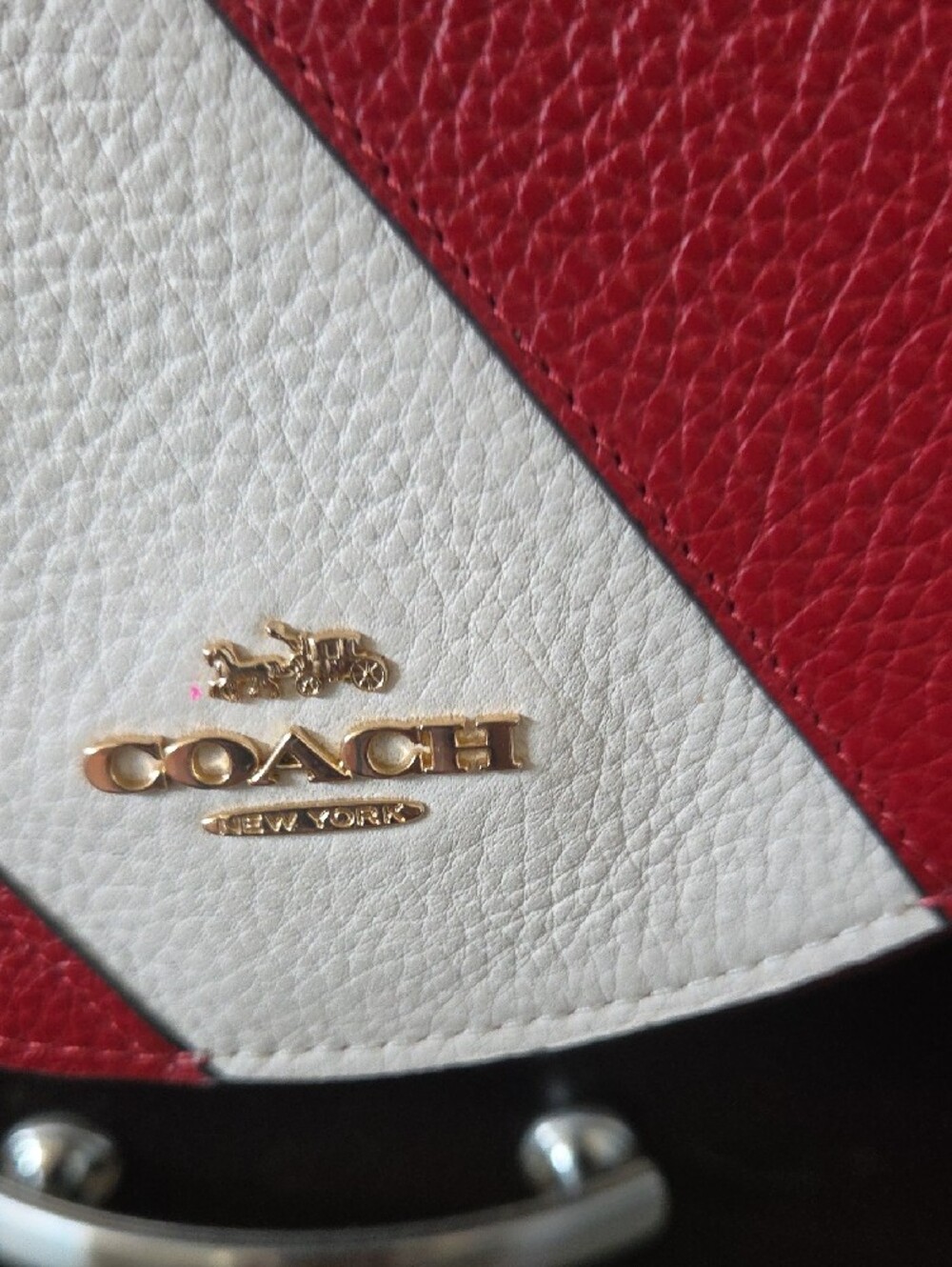 Coach Ellen Crossbody Bag with Diagonal Stripes - Red & Chalk White - Picture 2 of 16